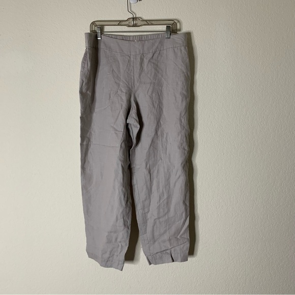 Eileen fisher Womens gray 100% linen crop pull on pants L - Picture 1 of 7
